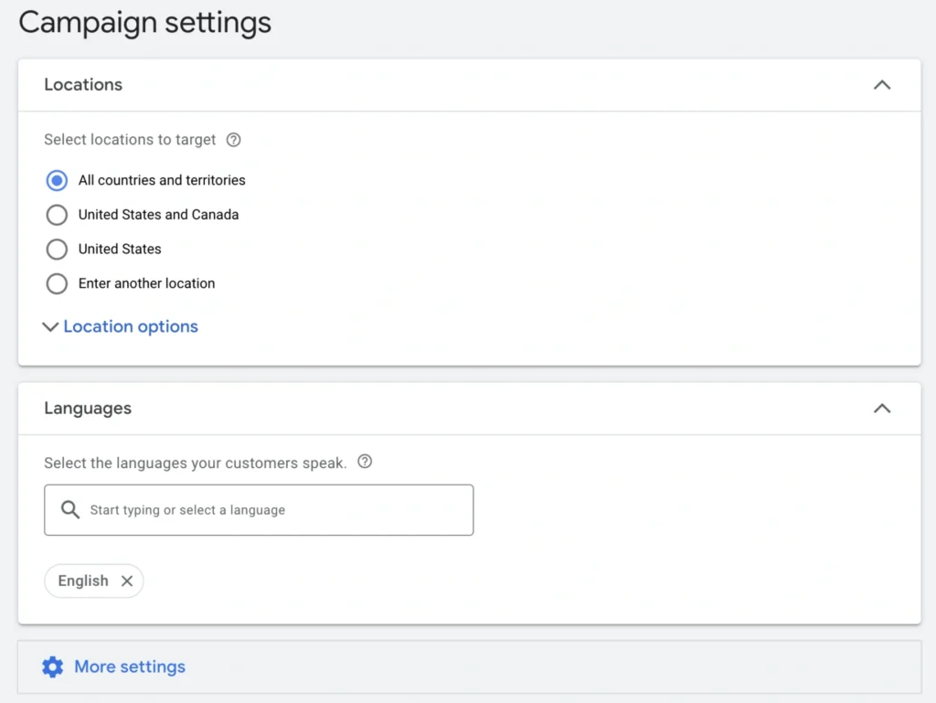 google display campaign setting